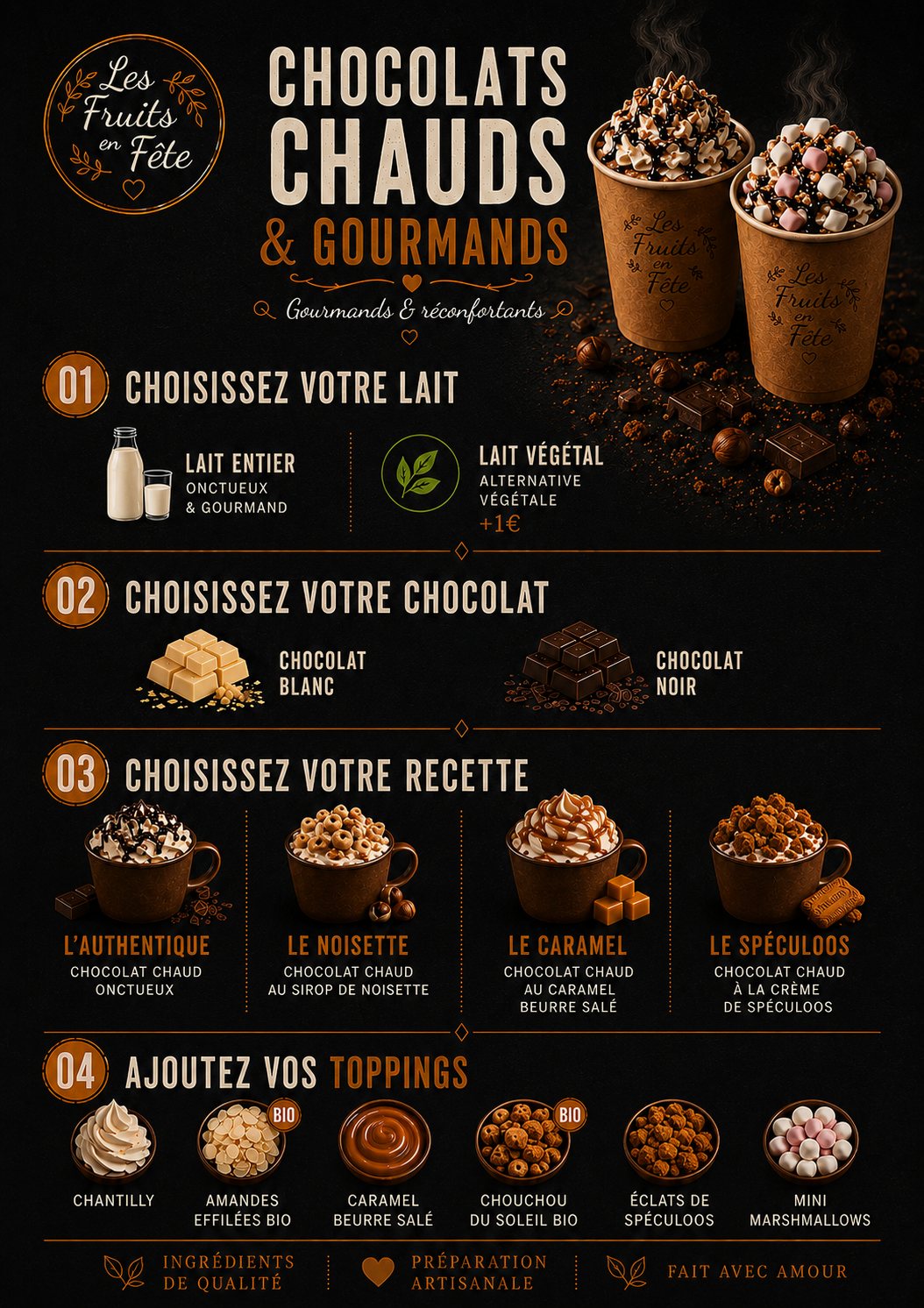 Chocolats chauds gourmands Les Fruits en Fête